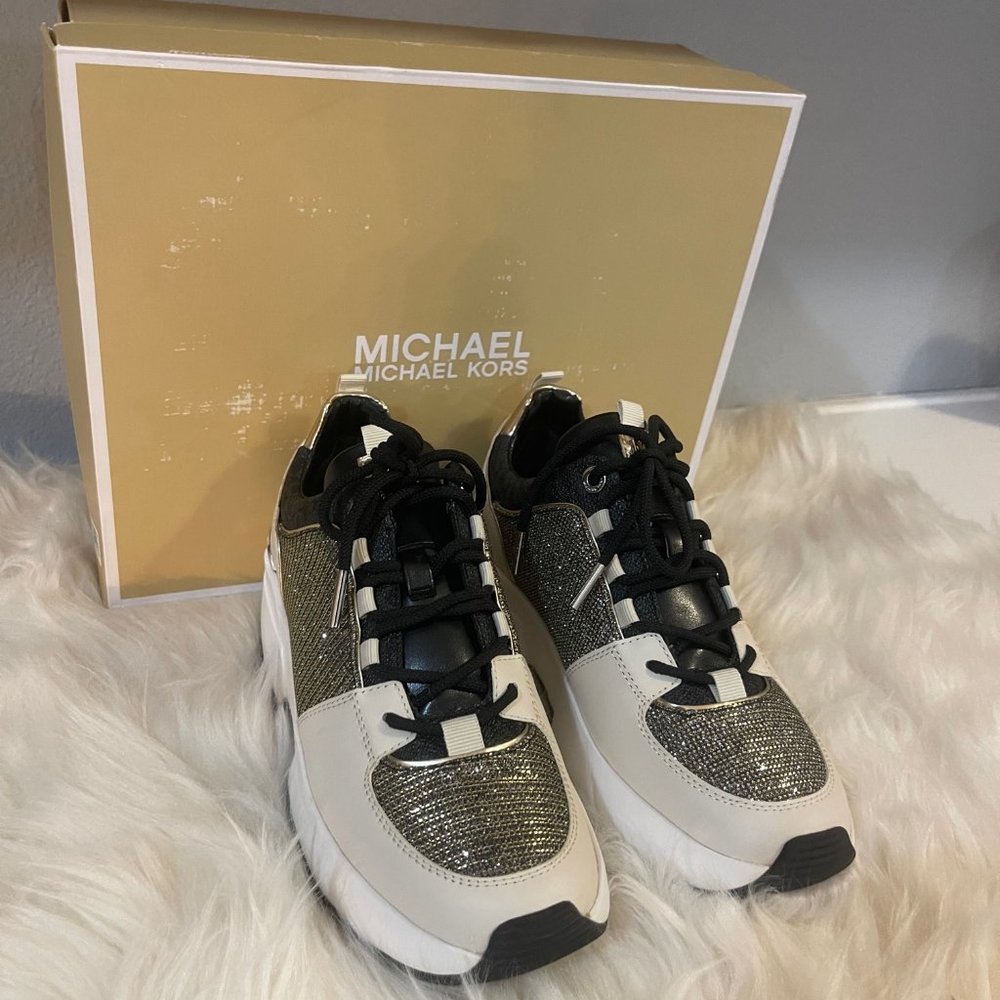 Michael Kors Cosmo trainer glitter chain mesh Authentic